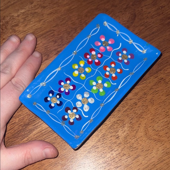 Colorful Floral hand painted Trinket Dish - Picture 3 of 5